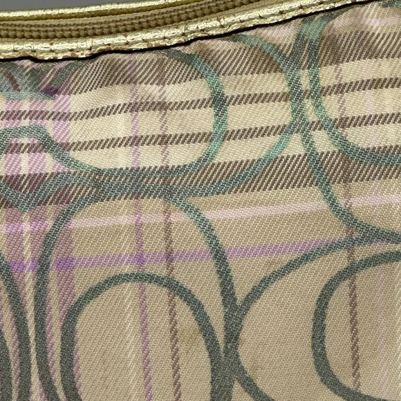 Coach Mini Tartan Plaid Lavender Signature Top Handle Pouch in EUC - Picture 13 of 15